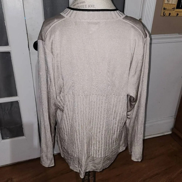 Exclusively Misook Womens Tan Black Open Front Cardigan Sweater Large - Picture 2 of 4